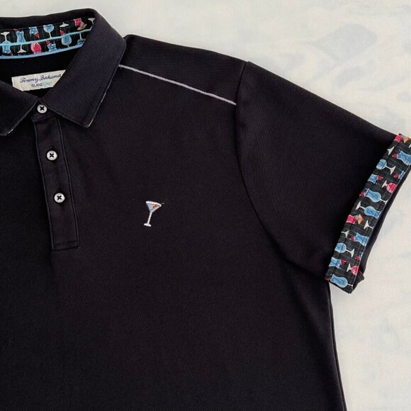 Tommy Bahama Cocktail Time Five o'Clock IslandZone Polo Black Size M - Picture 3 of 7